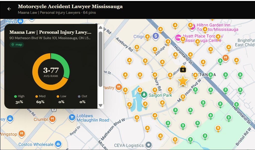 3.77 Map rank, motorcycle accident lawyer Mississauga